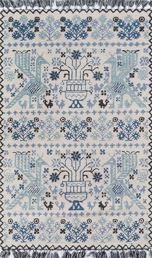 Momeni Tahoe Ta-09 Blue Damask Area Rug