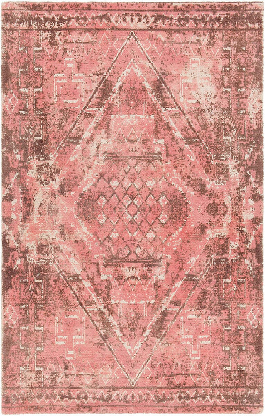 Chandra Tayla Tay42401 Pink / Brown / White Vintage / Distressed Area Rug
