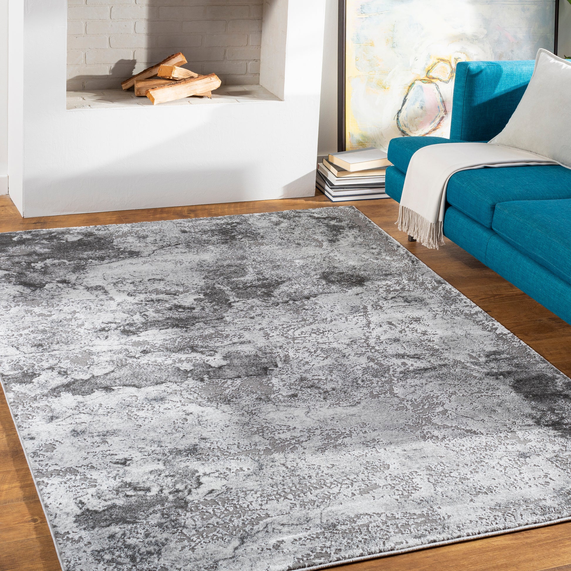 Surya Tibetan Tbt-2320 Medium Gray, Charcoal, Light Gray, White Area Rug