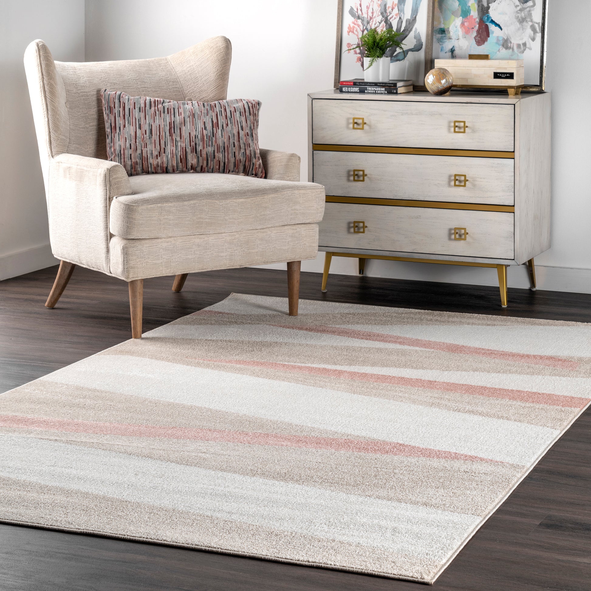 Nuloom Peyton Pastel Strokes Npe1372A Beige Area Rug