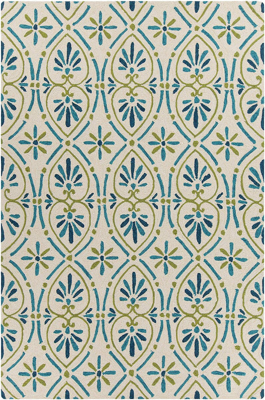 Chandra Terra Ter-35101 Green Damask Area Rug