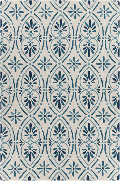 Chandra Terra Ter-35102 Blue Damask Area Rug