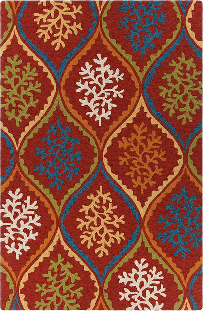 Chandra Terra Ter-35106 Red Damask Area Rug