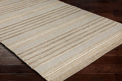 Surya Thebes Thb-1000 Taupe, Cream, Dark Brown, Wheat Striped Area Rug