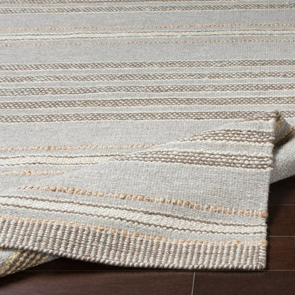 Surya Thebes Thb-1000 Taupe, Cream, Dark Brown, Wheat Striped Area Rug