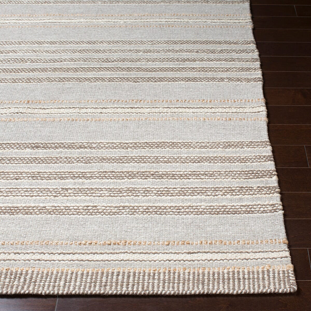 Surya Thebes Thb-1000 Taupe, Cream, Dark Brown, Wheat Striped Area Rug