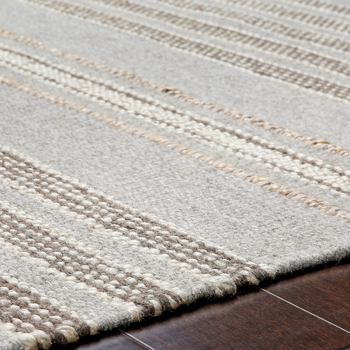 Surya Thebes Thb-1000 Taupe, Cream, Dark Brown, Wheat Striped Area Rug