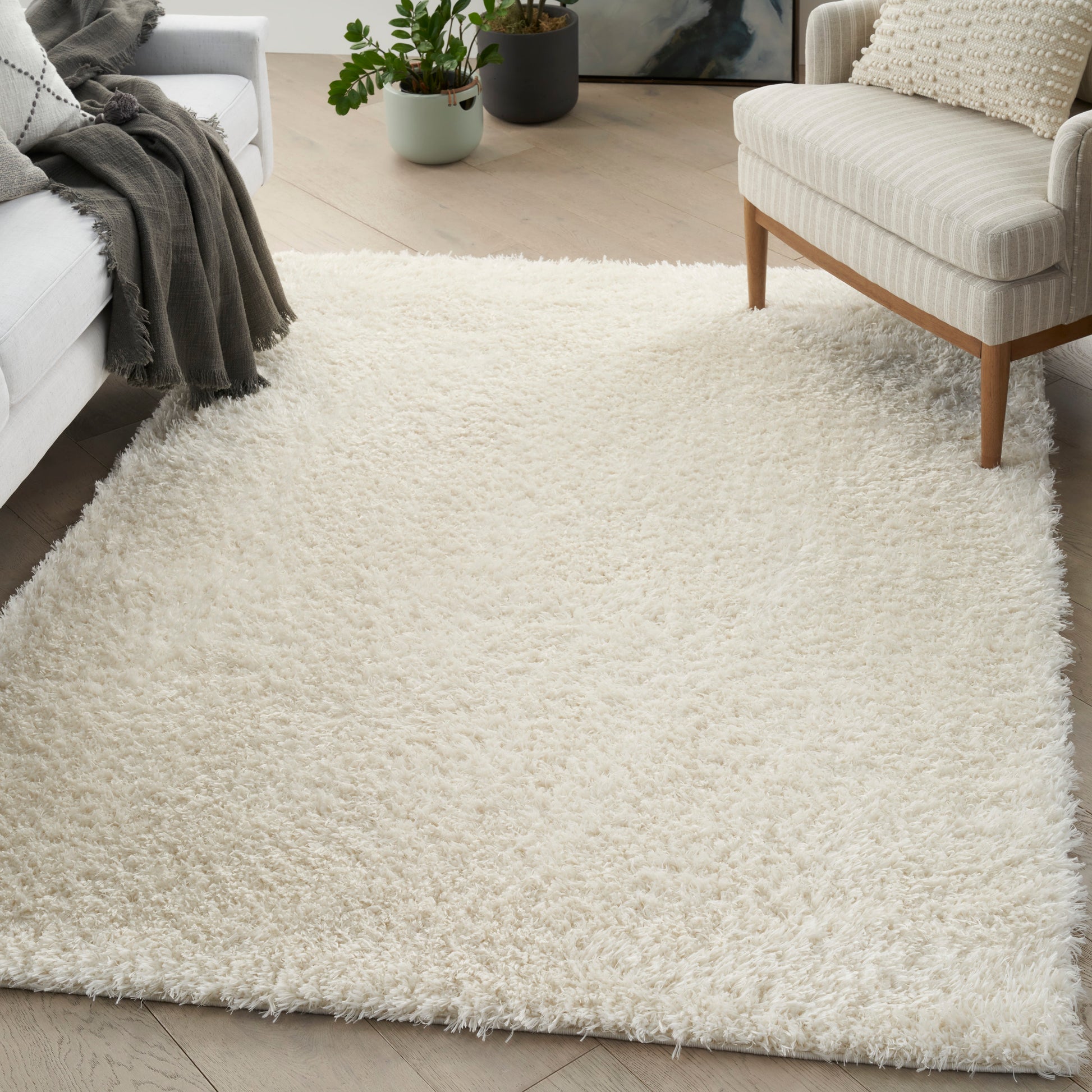 Nourison Lush Shag Lss01 Ivory Area Rug