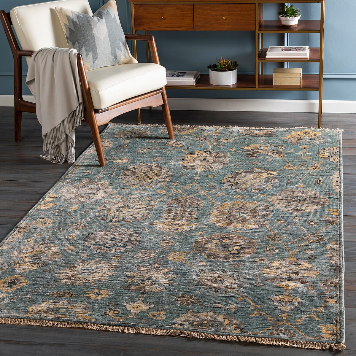 Surya Theodora Tho-3006 Aqua, Taupe, Butter, Charcoal Area Rug