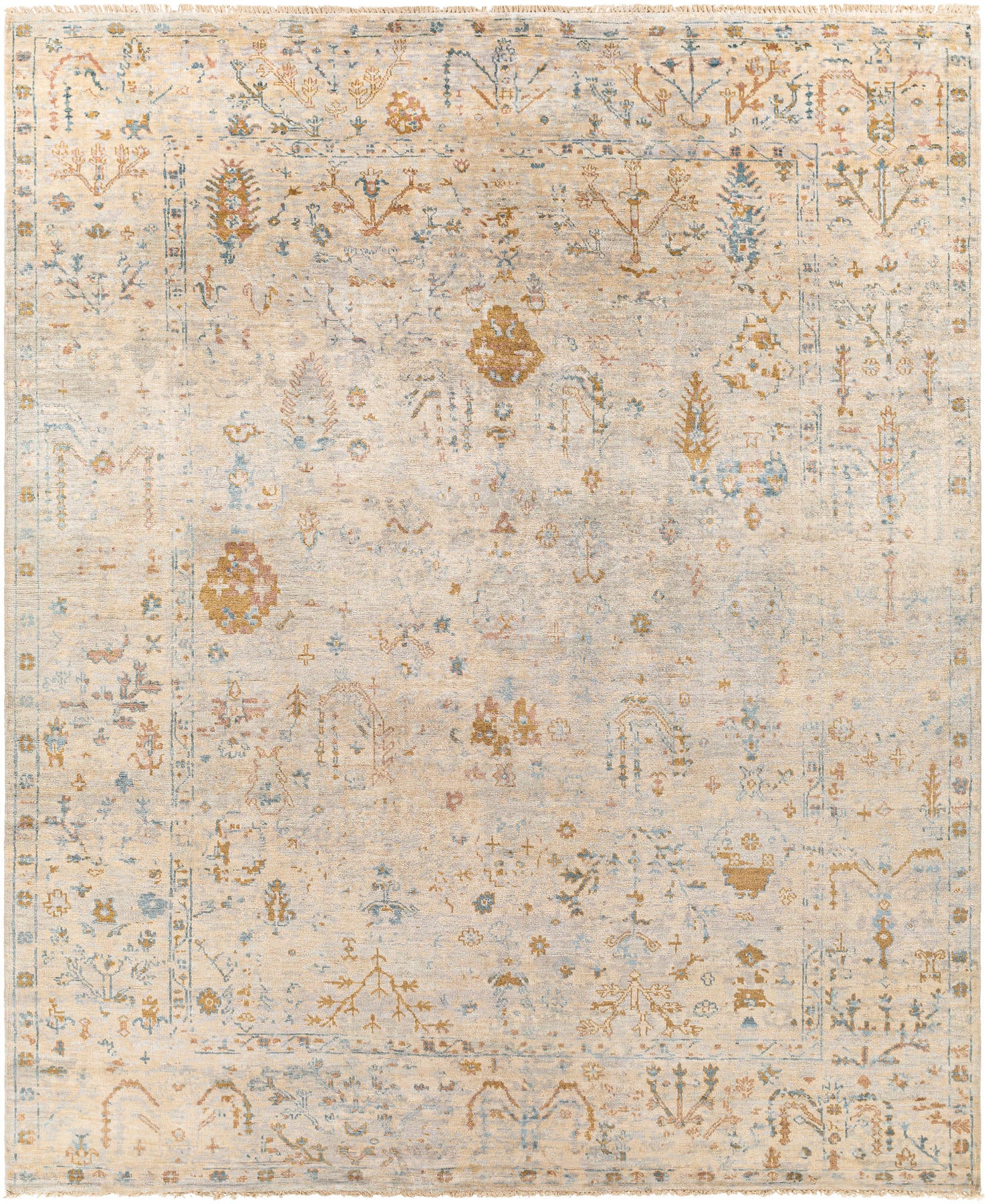 Surya Theodora Tho-3010 Mustard, Blue, Gray, Light Gray Area Rug