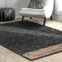 Nuloom Jute Leather Kelli Nju1609B Gray Area Rug