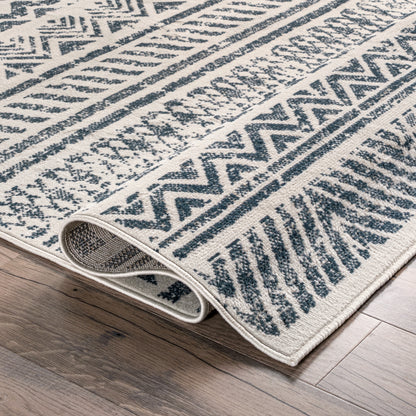 Nuloom Chloe Tribal Motif Banded Nch1729A Blue Area Rug