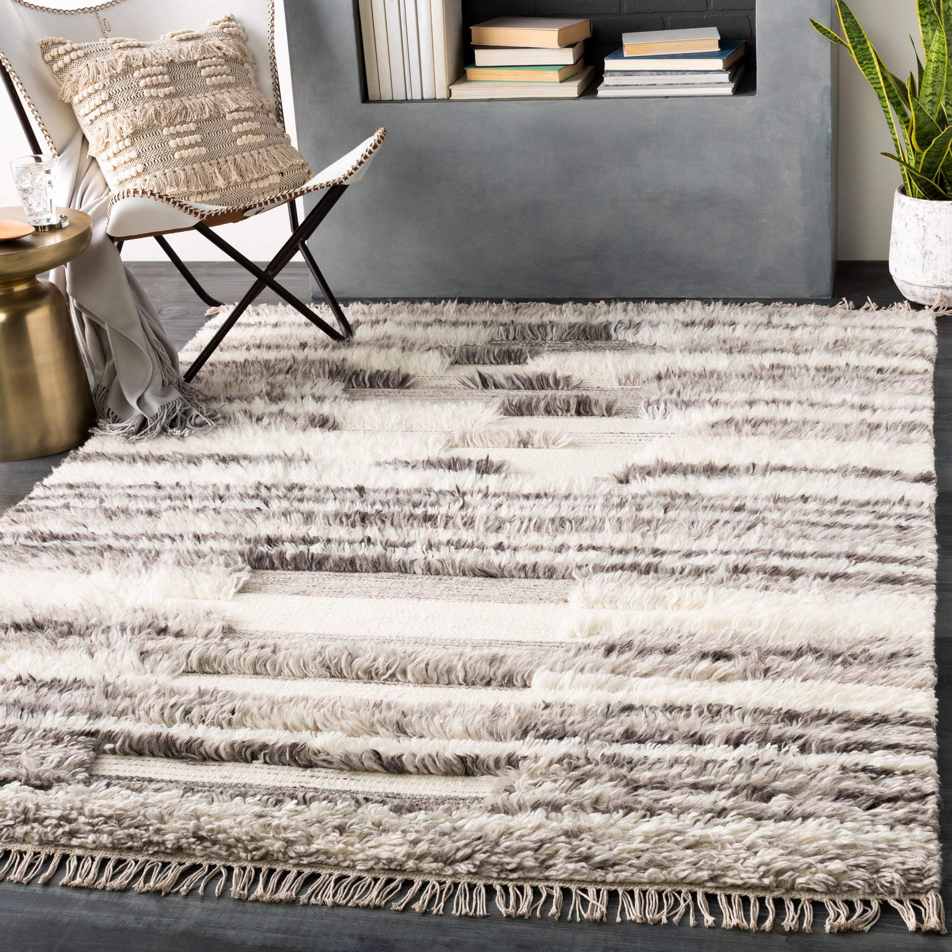 Surya Tulum Tmu-2301 Cream, Dark Brown, Light Gray Area Rug