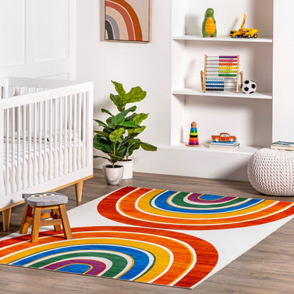 AreaRugs.com Wavaj Nwa1134A White Multi Area Rug