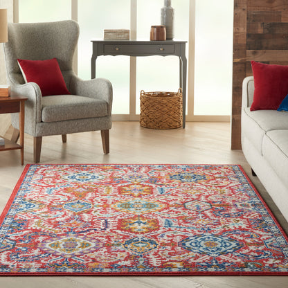 Nourison Passion Psn32 Red Multi Colored Area Rug