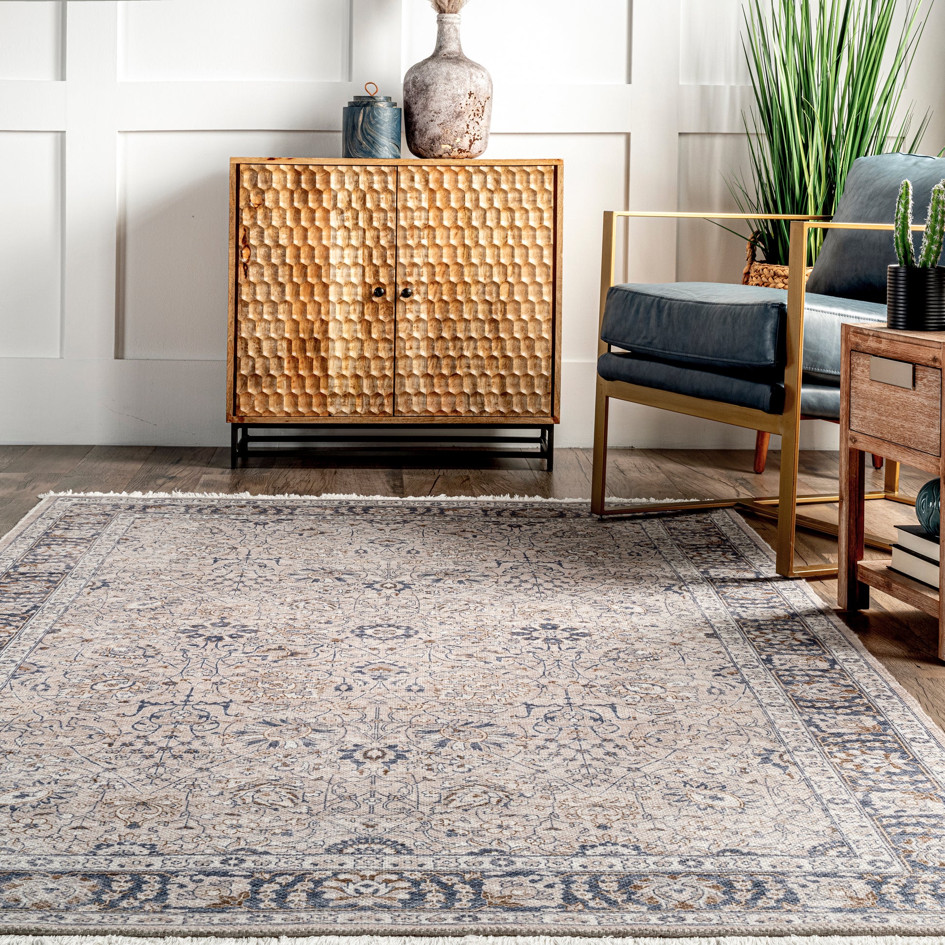 Nuloom Cara Floral Nca3413A Light Gray Area Rug