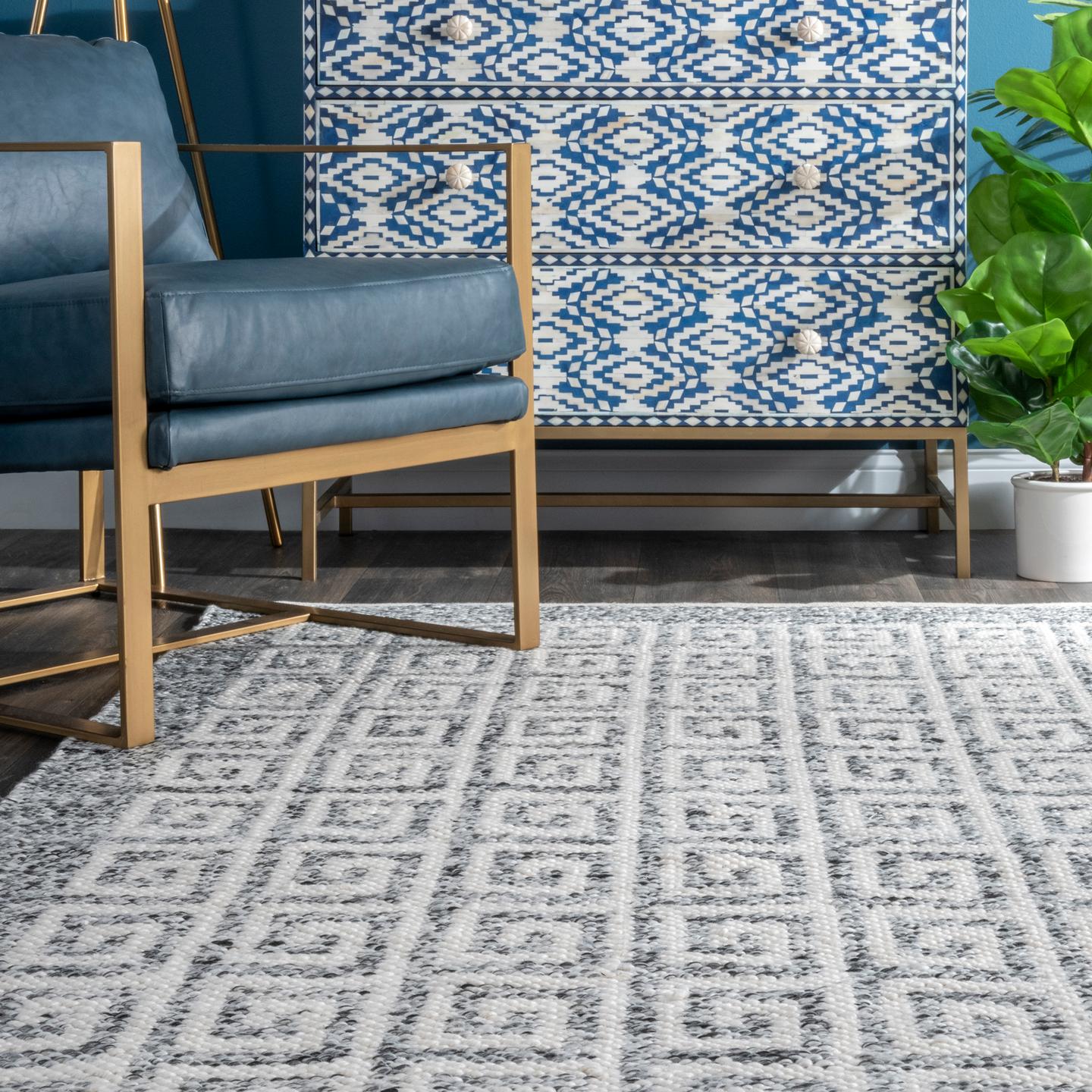 Nuloom Mckenzie Greek Key Trellis Nmc3563A Gray Area Rug