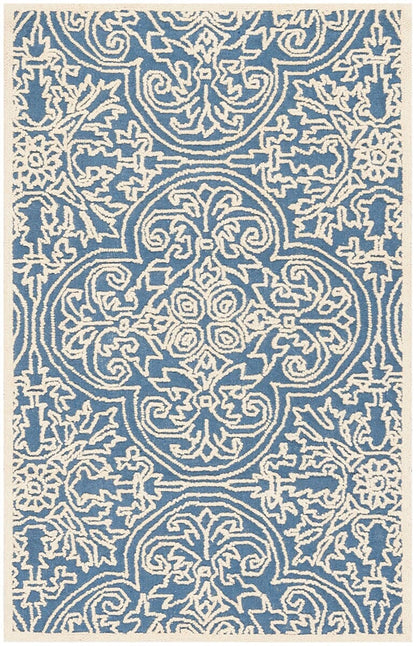 Safavieh Trace Trc101B Blue / Ivory Damask Area Rug