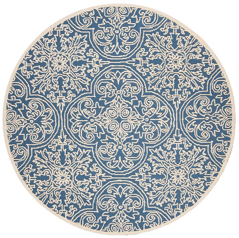 Safavieh Trace Trc101B Blue / Ivory Damask Area Rug