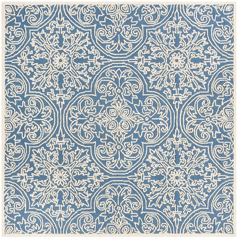 Safavieh Trace Trc101B Blue / Ivory Damask Area Rug