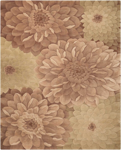 Nourison Tropics ts11 Taupe  /  Green Floral / Country Area Rug