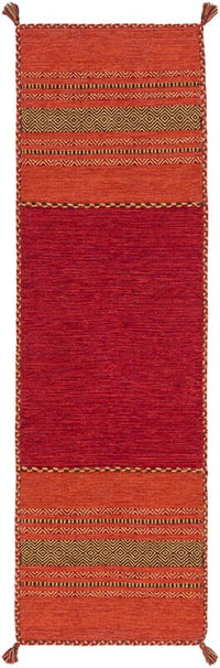 Surya Trenza Trz-3002 Dark Red, Burnt Orange, Tan Striped Area Rug