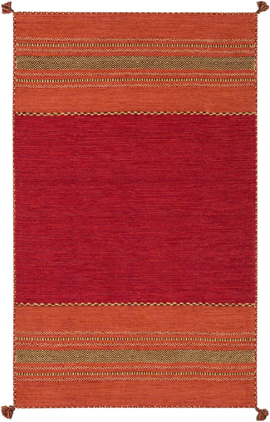 Surya Trenza Trz-3002 Dark Red, Burnt Orange, Tan Striped Area Rug