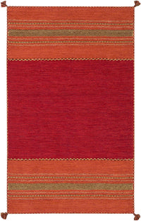 Surya Trenza Trz-3002 Dark Red, Burnt Orange, Tan Striped Area Rug