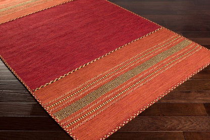 Surya Trenza Trz-3002 Dark Red, Burnt Orange, Tan Striped Area Rug