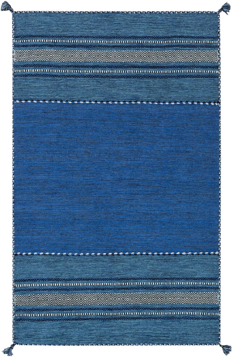 Surya Trenza Trz-3003 Navy, Dark Blue, Pale Blue, Black Striped Area Rug