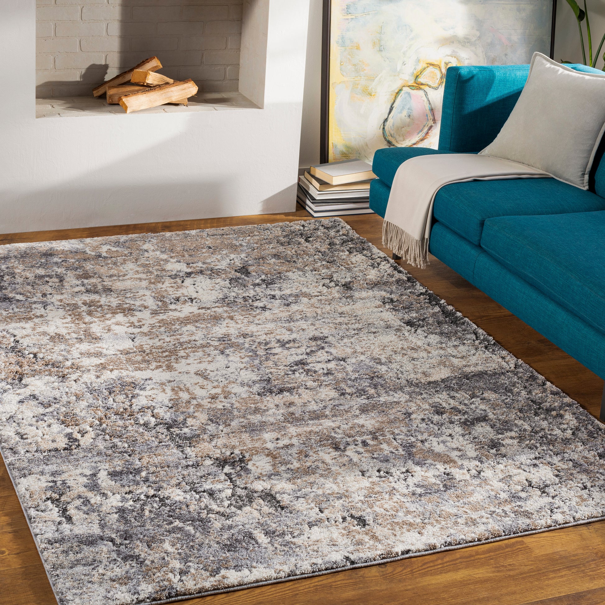 Surya Tuscany Tus-2311 Tan, Ivory, Charcoal, Black Area Rug