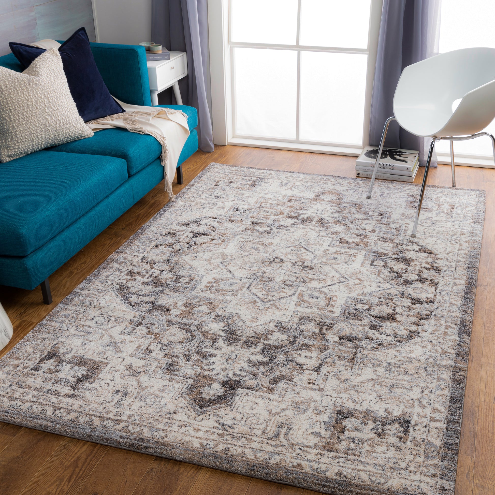 Surya Tuscany Tus-2318 Camel, Charcoal, Medium Gray, Light Gray Area Rug