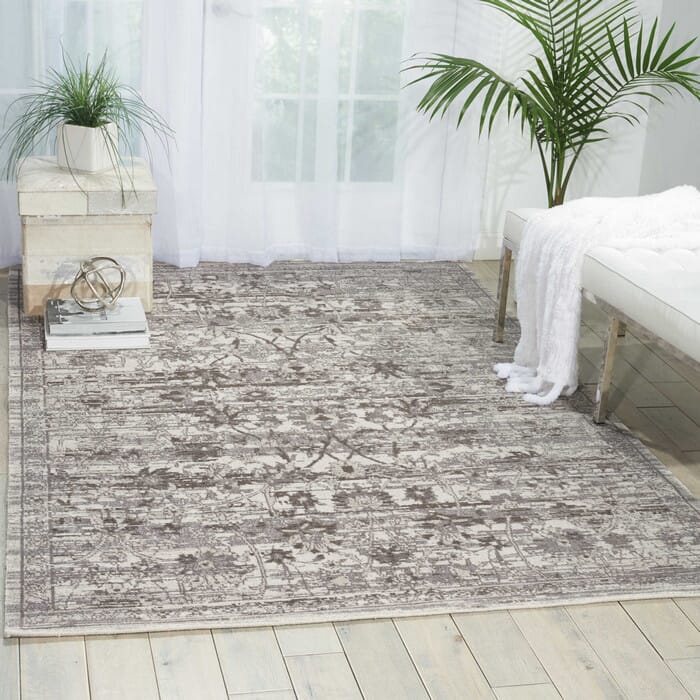 Nourison Twilight Twi01 Silver Vintage / Distressed Area Rug