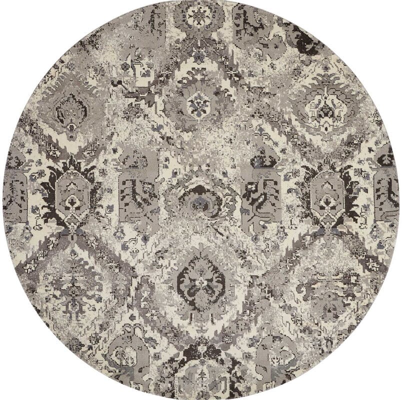 Nourison Twilight Twi03 Ivory Grey Damask Area Rug