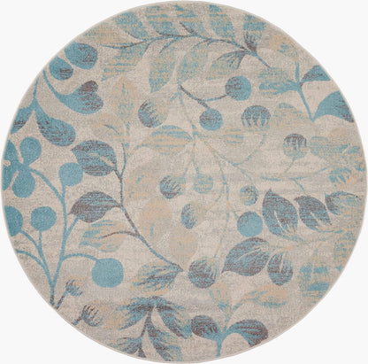 Nourison Tranquil Tra03 Ivory / Turquoise Floral / Country Area Rug