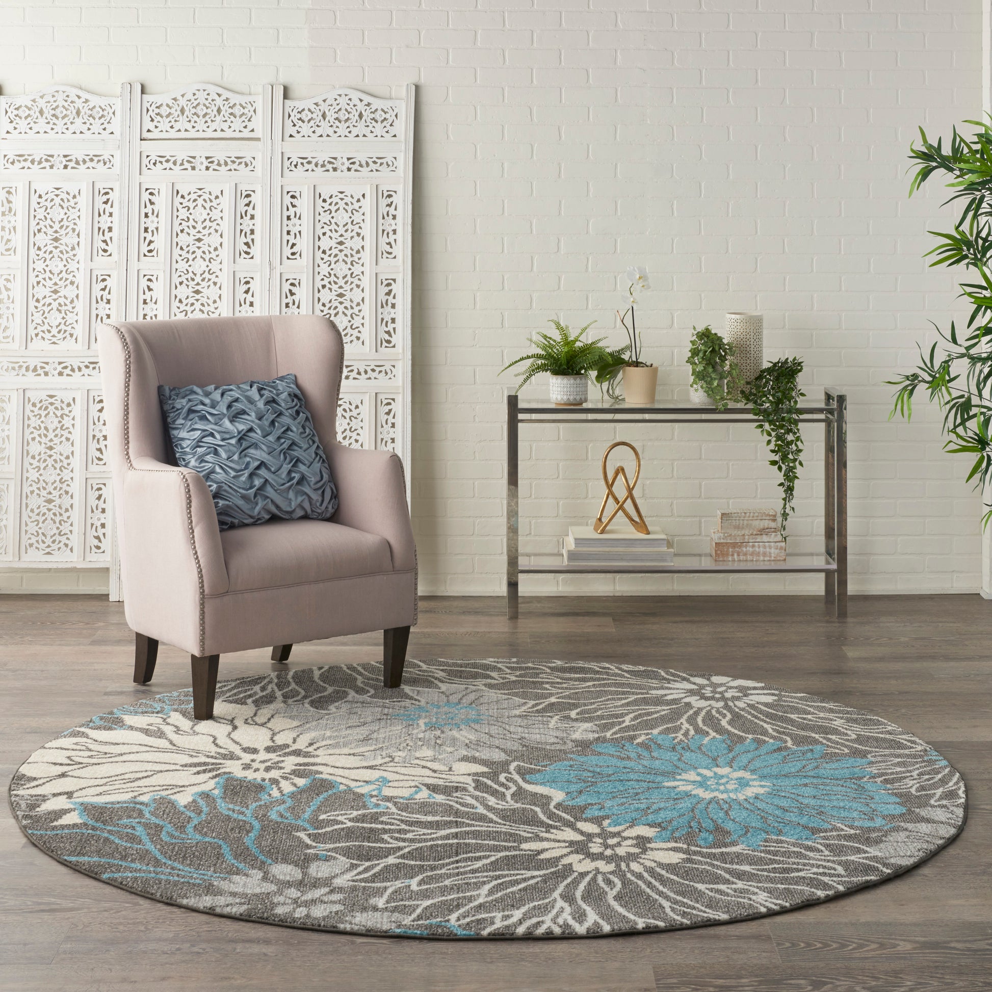 Nourison Passion Psn17 Charcoal/Blue Area Rug