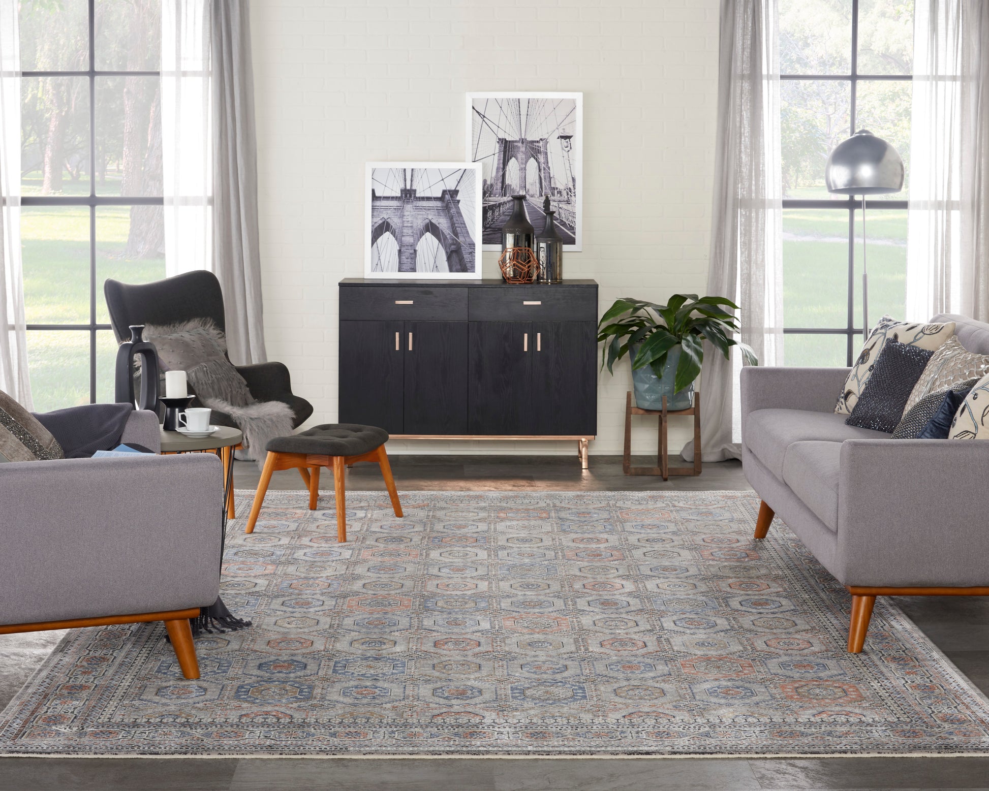 Nourison Starry Nights Stn09 Grey/Navy Area Rug