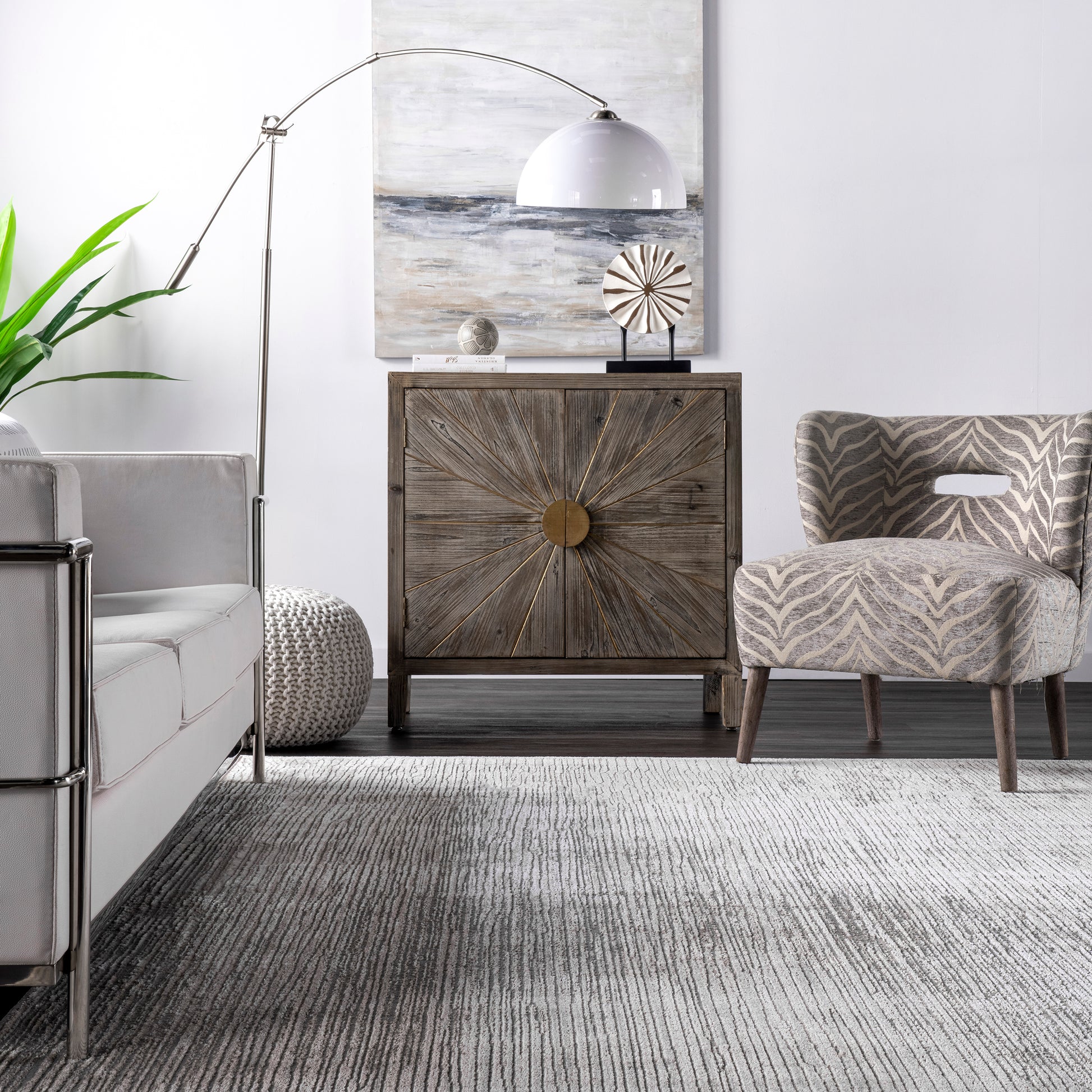 Nuloom Aspen Stipe Nas1455A Gray Area Rug