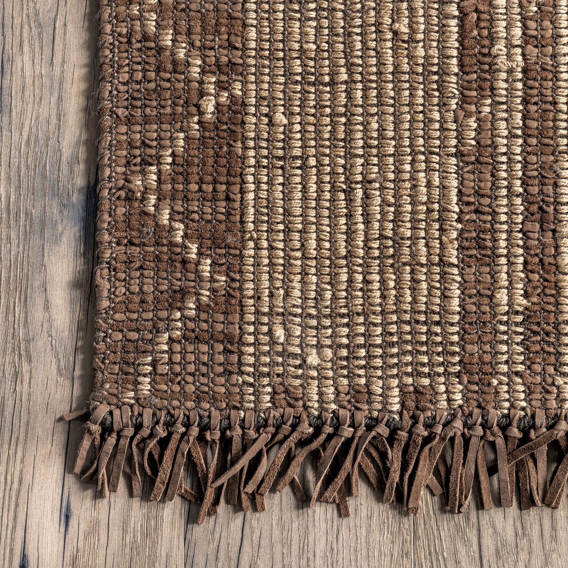 Nuloom Livy And Leather Tribal Nli3574A Natural Area Rug