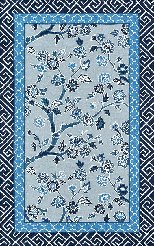 Momeni Madcap Cottage Under A Loggia Blossom Dearie Und-5 Blue Floral / Country Area Rug