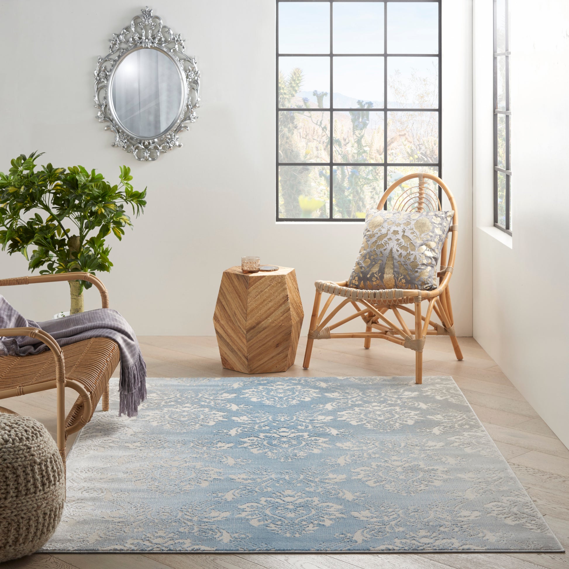 Nourison Elation Etn03 Ivory Blue Area Rug