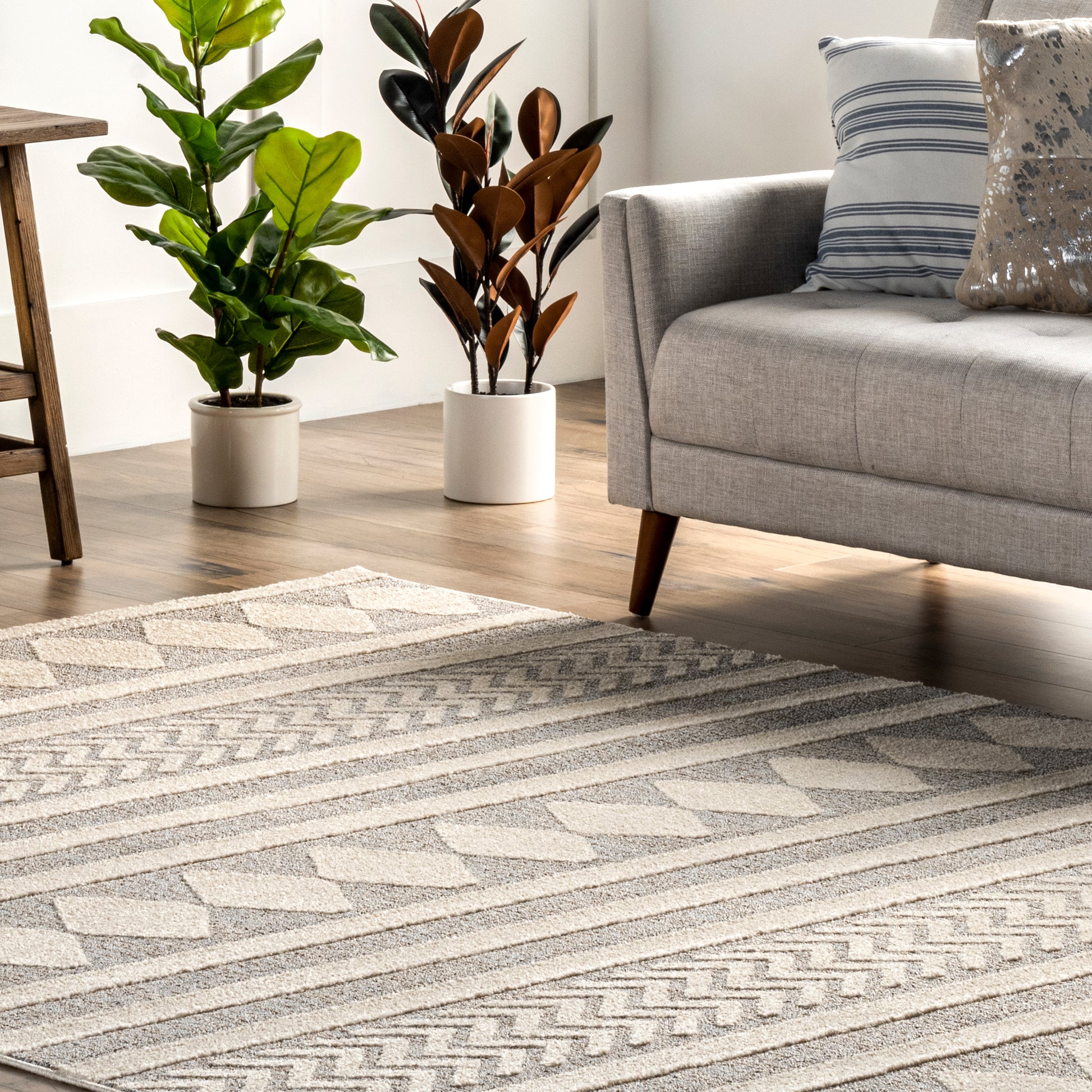 Nuloom Senna Banded Nse1319A Gray Area Rug