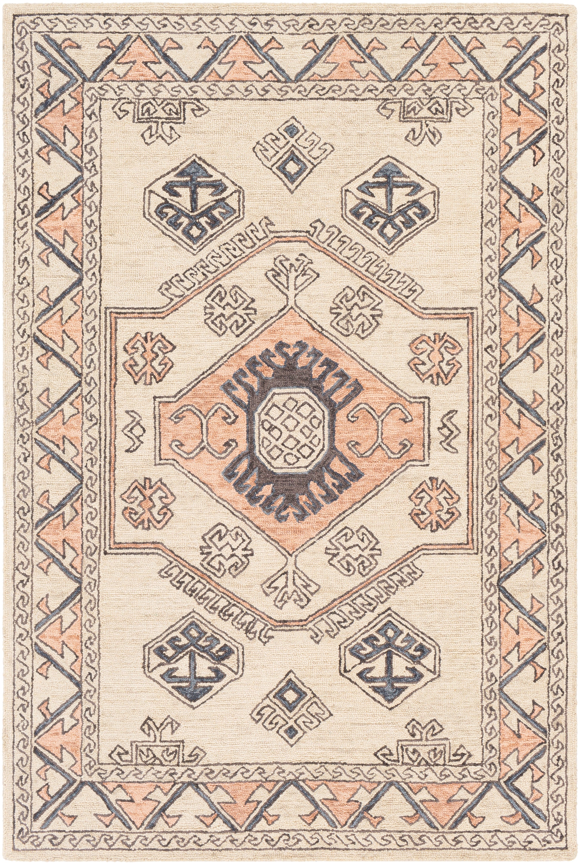 Surya Urfa Urf-2300 Peach, Camel, Cream, Light Gray Area Rug