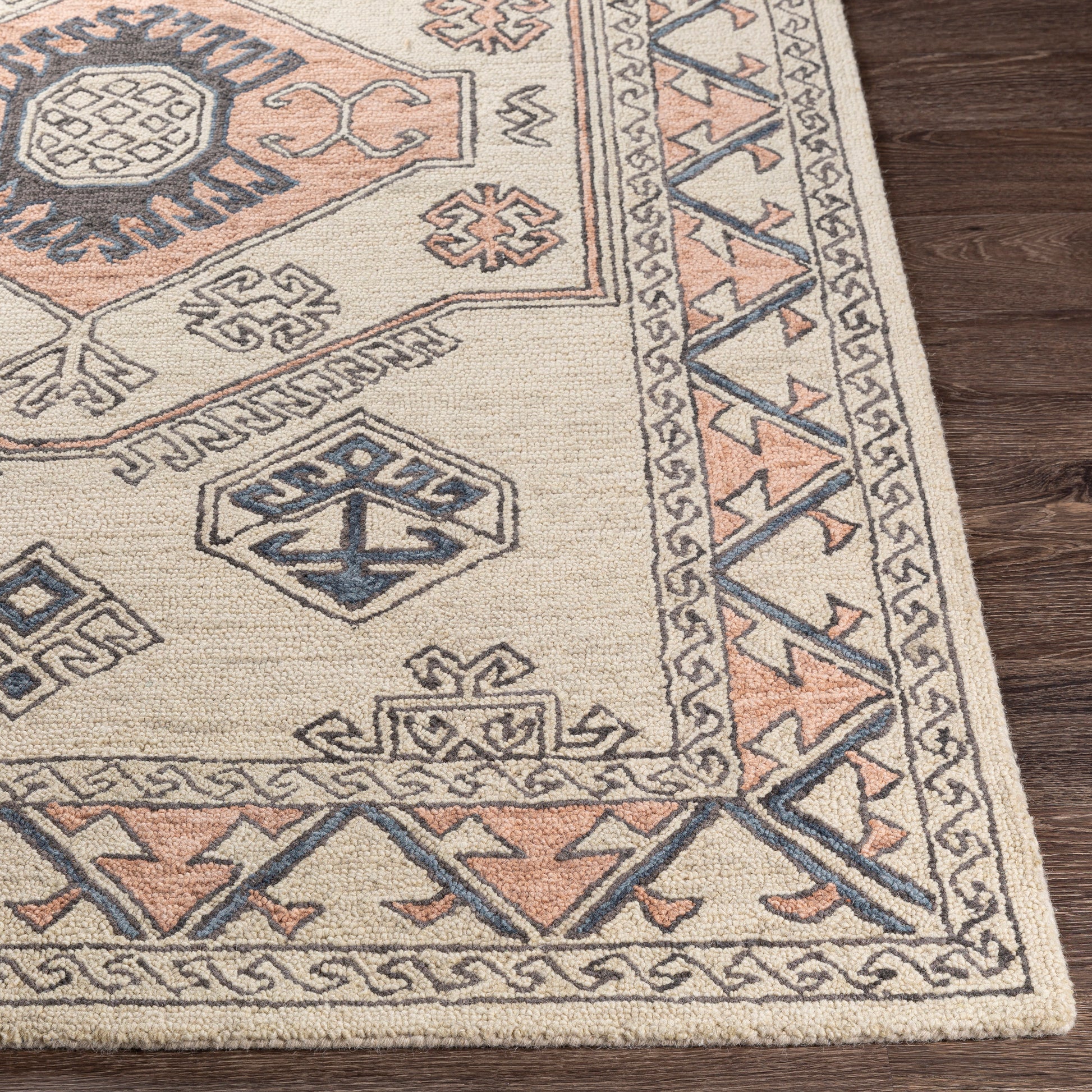 Surya Urfa Urf-2300 Peach, Camel, Cream, Light Gray Area Rug