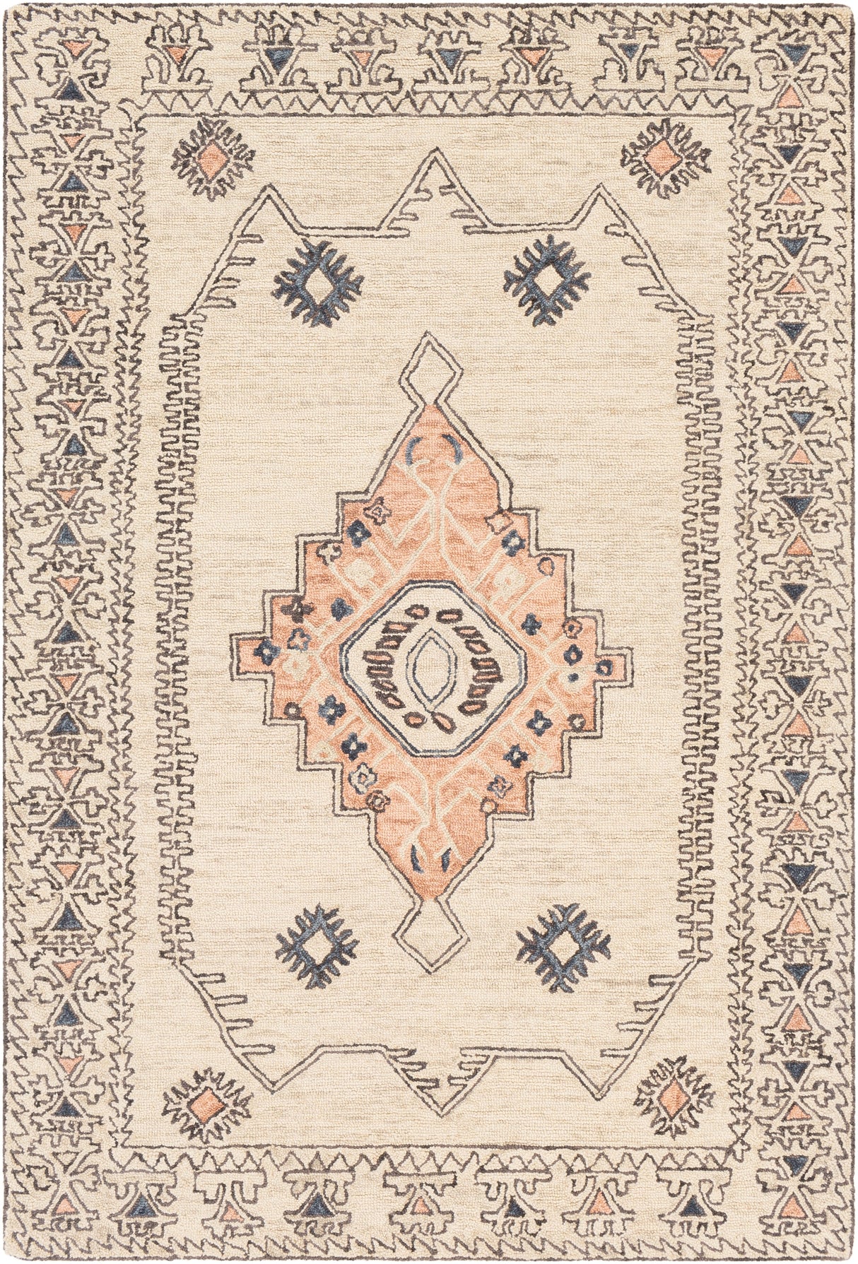 Surya Urfa Urf-2302 Peach, Camel, Cream, Light Gray Rugs.