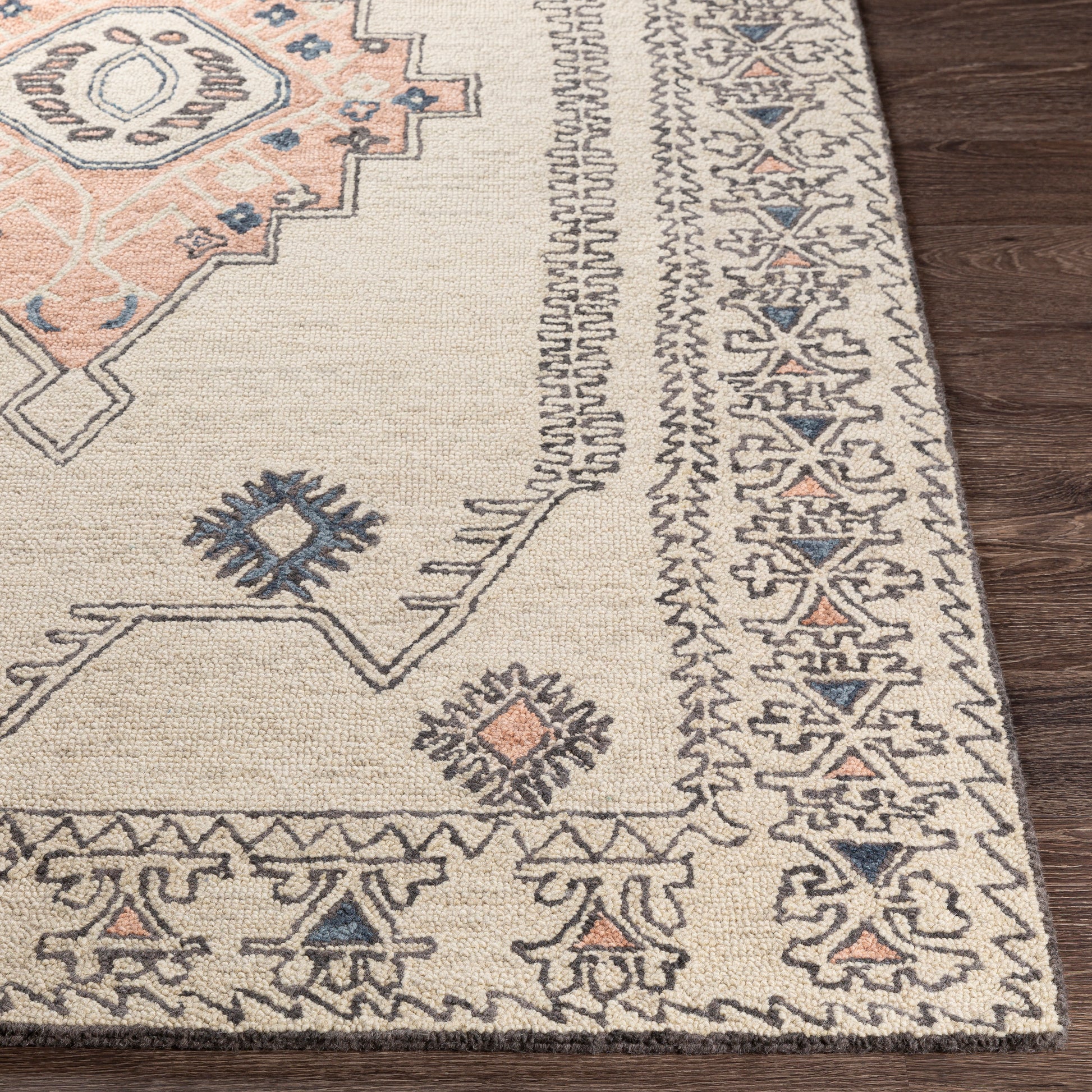 Surya Urfa Urf-2302 Peach, Camel, Cream, Light Gray Area Rug