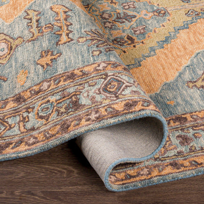 Surya Urfa Urf-2303 Camel, Peach, Aqua, Denim Area Rug