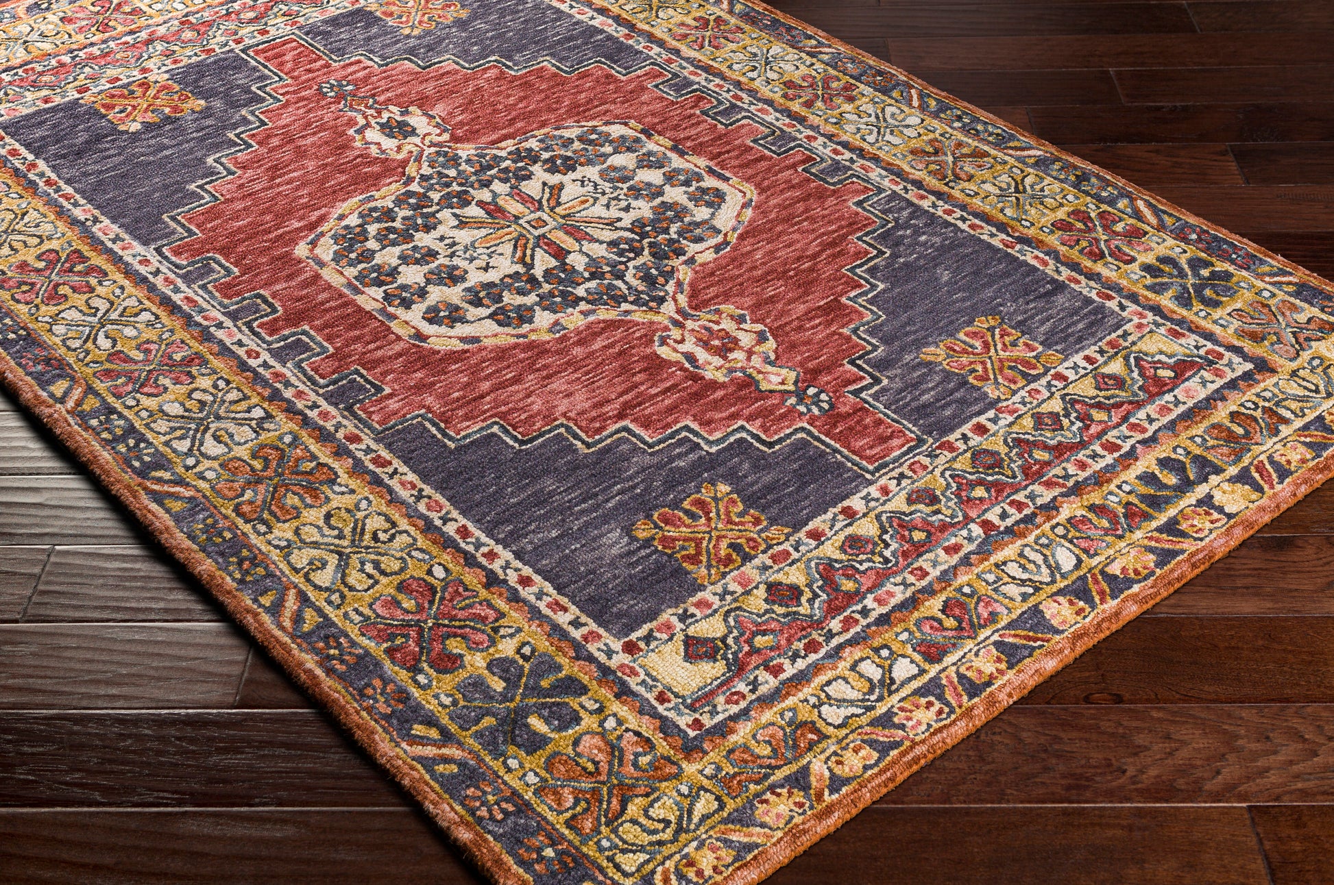 Surya Urfa Urf-2305 Garnet, Rose, Camel, Charcoal Area Rug