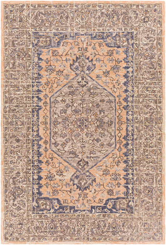 Surya Urfa Urf-2309 Peach, Taupe, Medium Gray, Charcoal Area Rug