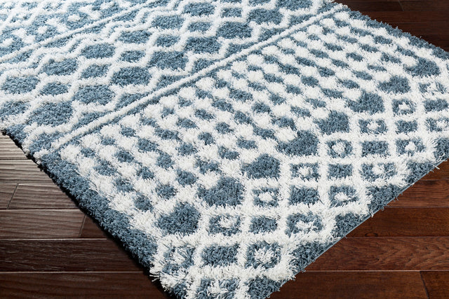 Surya Urban Shag Usg-2311 Denim, White Rug.